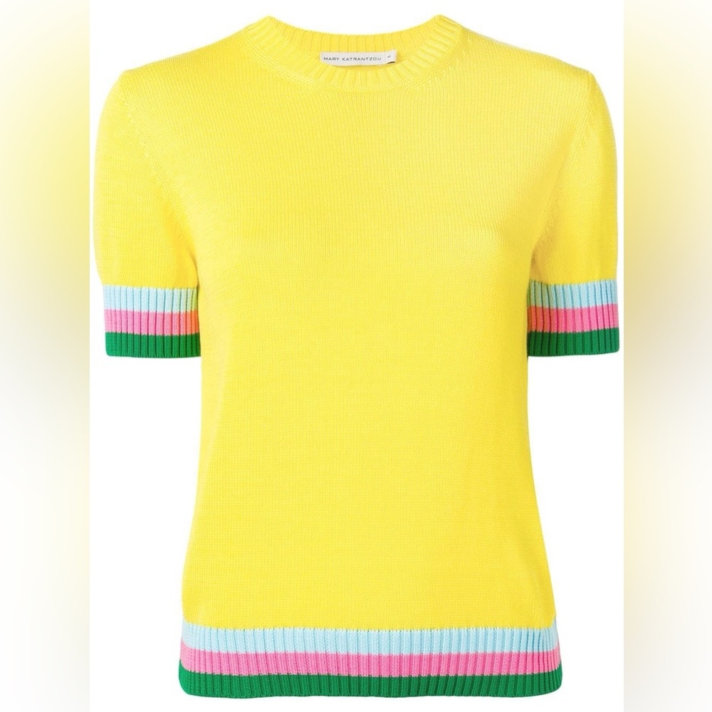 MARY KATRANTZOU Contrast Trim Knit in Yellow Cotton